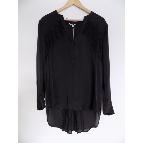 WITE black silk blouse long sleeve size 12 NWT - Picture 1 of 8